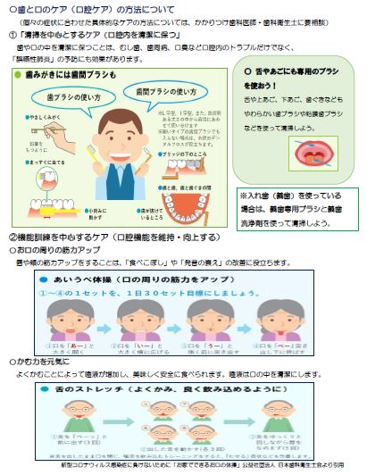 歯と口のケアの方法の説明図