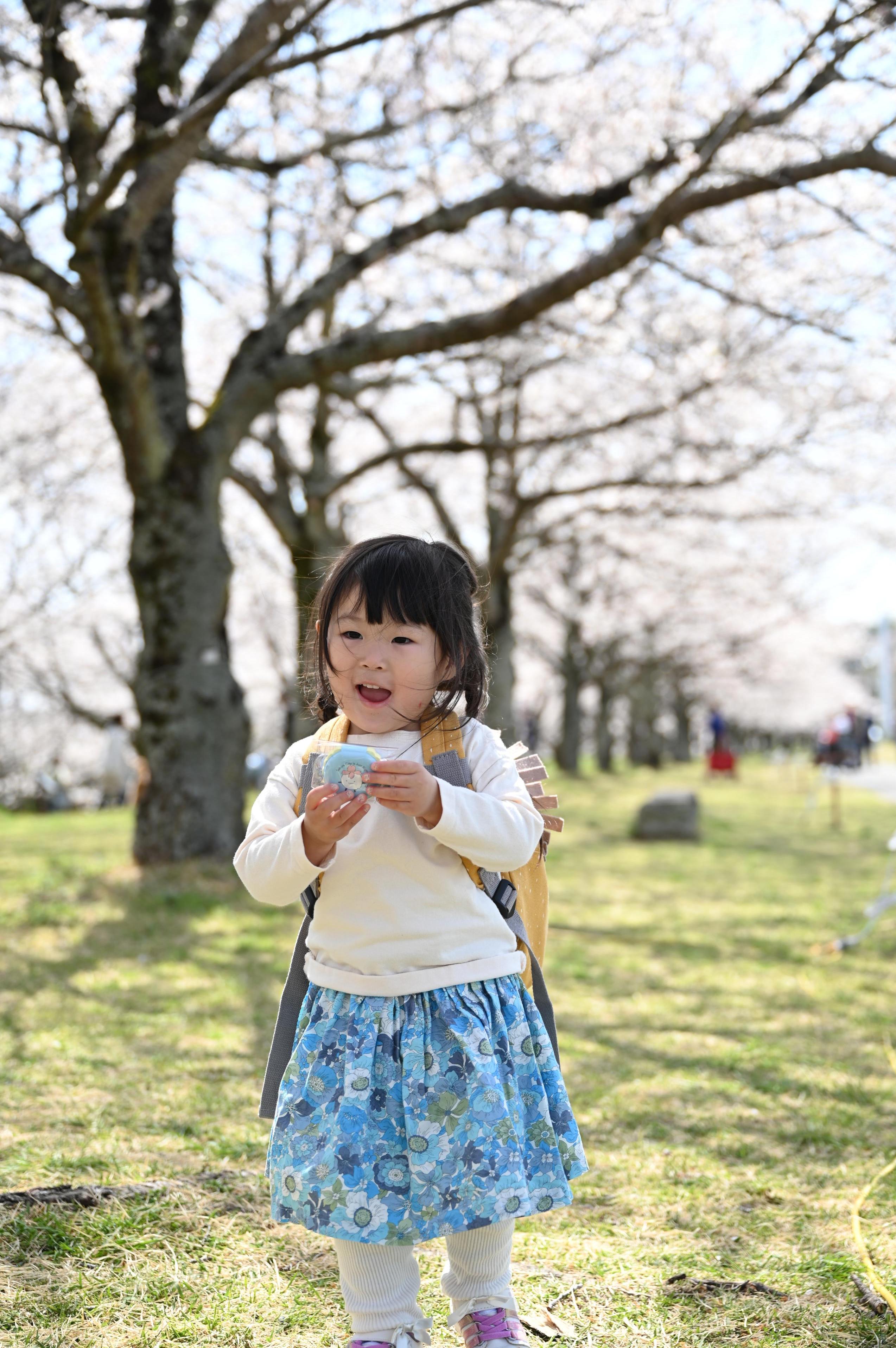 水色のマカロン付箋を持つ女の子の写真