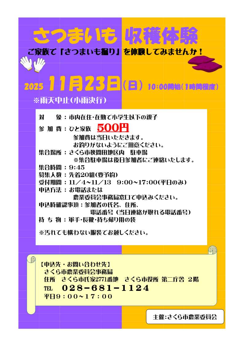 食育イベントチラシさつまいもカラー 食育イベントチラシさつまいもカラー