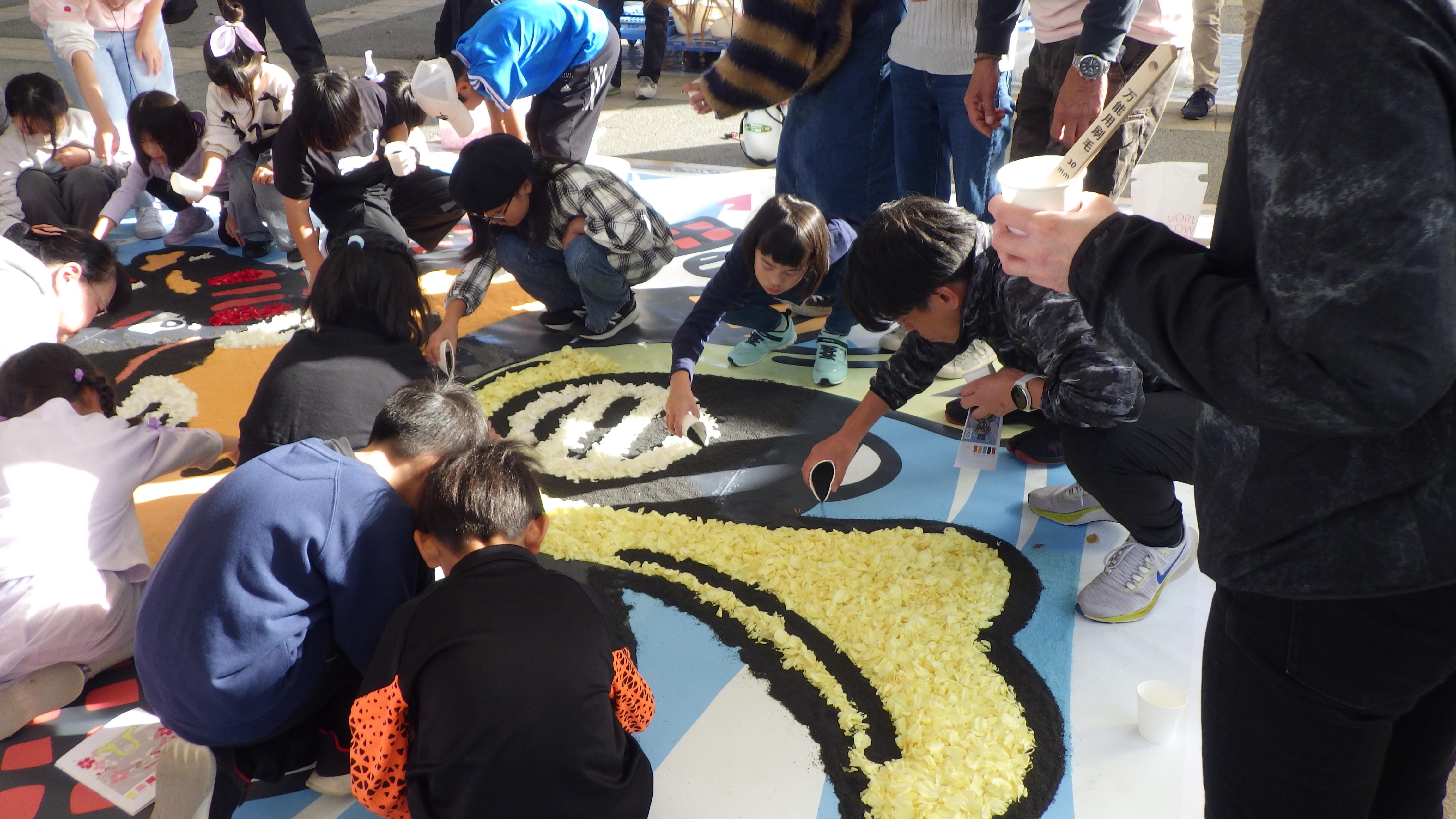 フラワーカーペット作成中