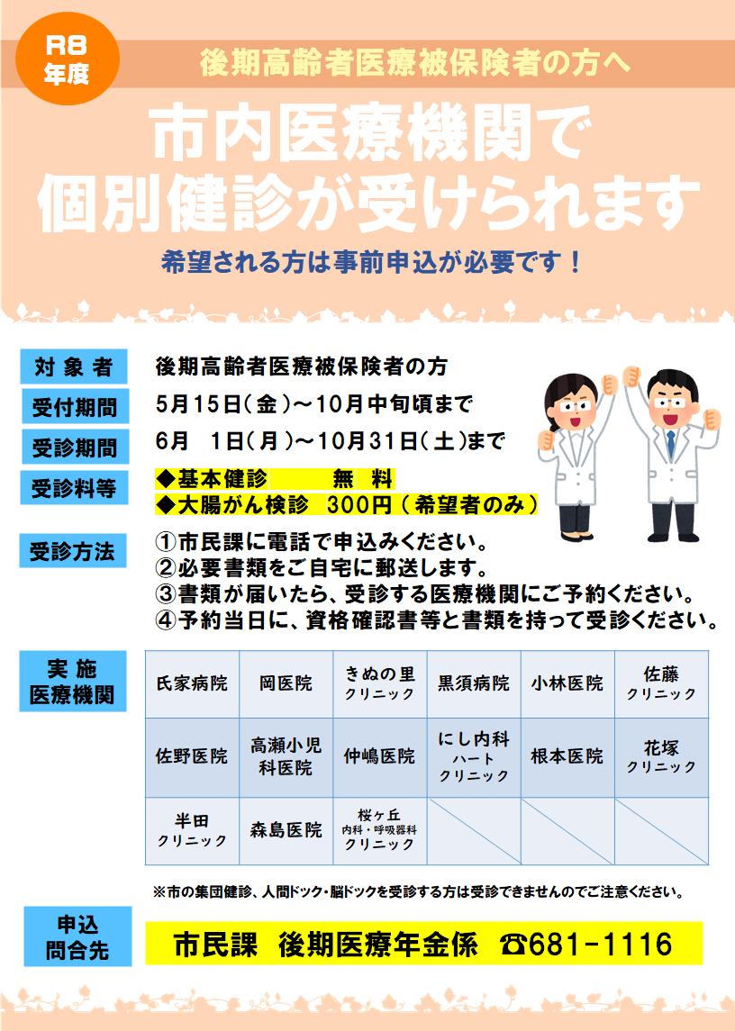 後期高齢者個別健診のチラシ